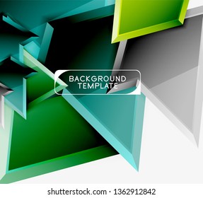 Minimal geometrical triangles with 3d effect abstract background template, vector modern minimal design