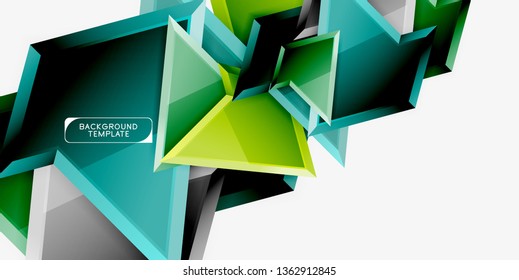 Minimal geometrical triangles with 3d effect abstract background template, vector modern minimal design