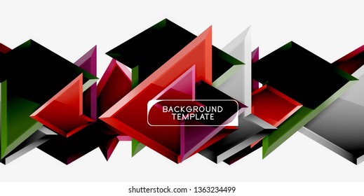 Minimal geometrical triangles with 3d effect abstract background template, vector modern minimal design