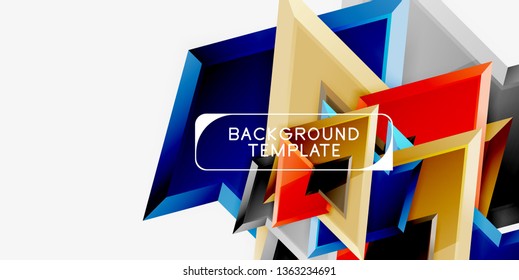 Triángulos geométricos mínimos con planilla de fondo abstracto de efecto 3d, diseño vectorial moderno mínimo