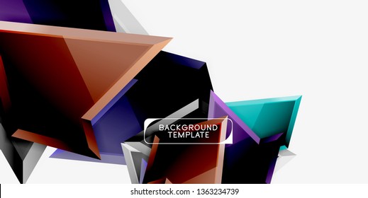 Minimal geometrical triangles with 3d effect abstract background template, vector modern minimal design