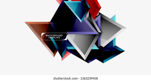 Minimal geometrical triangles with 3d effect abstract background template, vector modern minimal design