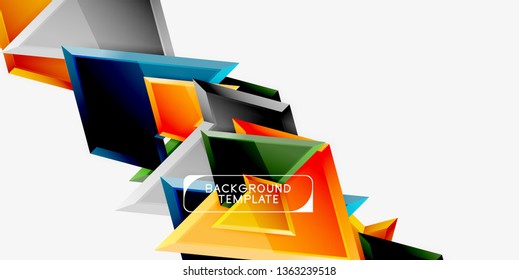 Triángulos geométricos mínimos con planilla de fondo abstracto de efecto 3d, diseño vectorial moderno mínimo