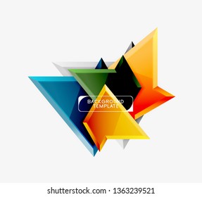 Triángulos geométricos mínimos con planilla de fondo abstracto de efecto 3d, diseño vectorial moderno mínimo