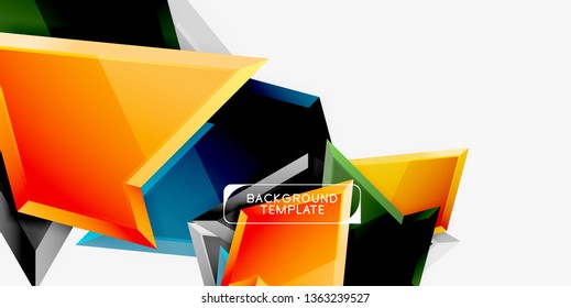 Minimal geometrical triangles with 3d effect abstract background template, vector modern minimal design