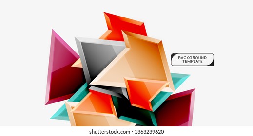 Minimal geometrical triangles with 3d effect abstract background template, vector modern minimal design