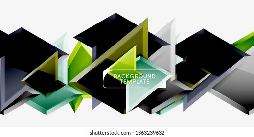 Minimal geometrical triangles with 3d effect abstract background template, vector modern minimal design