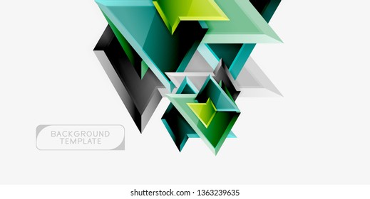 Minimal geometrical triangles with 3d effect abstract background template, vector modern minimal design