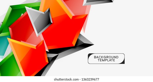 Minimal geometrical triangles with 3d effect abstract background template, vector modern minimal design