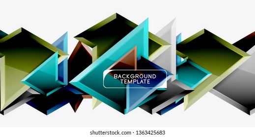 Triángulos geométricos mínimos con planilla de fondo abstracto de efecto 3d, diseño vectorial moderno mínimo