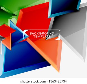 Minimal geometrical triangles with 3d effect abstract background template, vector modern minimal design