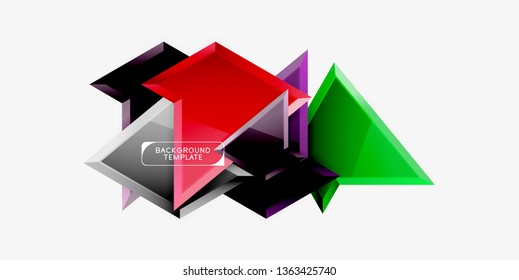 Minimal geometrical triangles with 3d effect abstract background template, vector modern minimal design