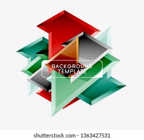Triángulos geométricos mínimos con planilla de fondo abstracto de efecto 3d, diseño vectorial moderno mínimo