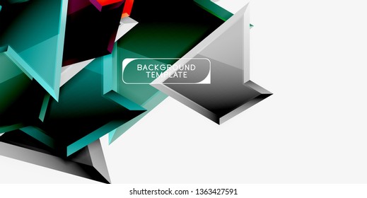 Triángulos geométricos mínimos con planilla de fondo abstracto de efecto 3d, diseño vectorial moderno mínimo