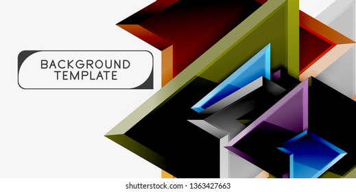 Triángulos geométricos mínimos con planilla de fondo abstracto de efecto 3d, diseño vectorial moderno mínimo
