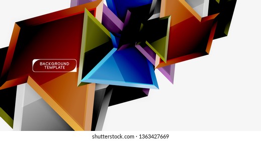 Minimal geometrical triangles with 3d effect abstract background template, vector modern minimal design