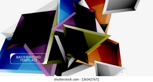 Minimal geometrical triangles with 3d effect abstract background template, vector modern minimal design