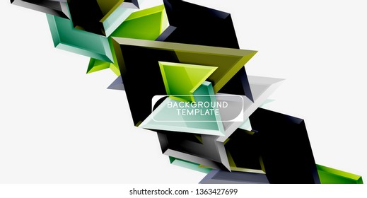 Triángulos geométricos mínimos con planilla de fondo abstracto de efecto 3d, diseño vectorial moderno mínimo
