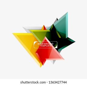Minimal geometrical triangles with 3d effect abstract background template, vector modern minimal design