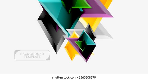 Minimal geometrical triangles with 3d effect abstract background template, vector modern minimal design