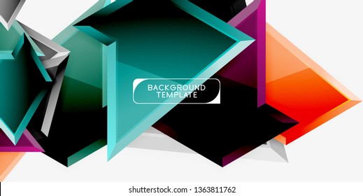 Minimal geometrical triangles with 3d effect abstract background template, vector modern minimal design