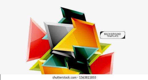 Minimal geometrical triangles with 3d effect abstract background template, vector modern minimal design