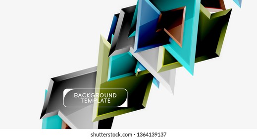 Minimal geometrical triangles with 3d effect abstract background template, vector modern minimal design