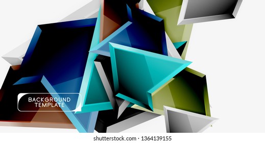 Minimal geometrical triangles with 3d effect abstract background template, vector modern minimal design