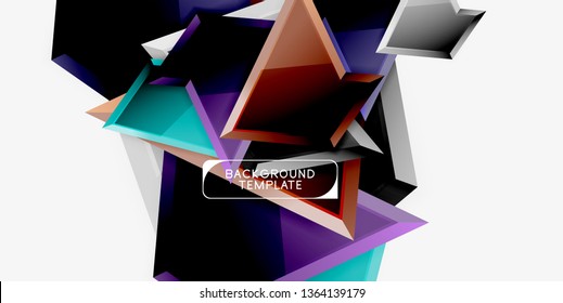 Minimal geometrical triangles with 3d effect abstract background template, vector modern minimal design