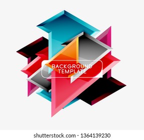 Minimal geometrical triangles with 3d effect abstract background template, vector modern minimal design