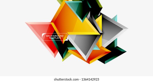 Minimal geometrical triangles with 3d effect abstract background template, vector modern minimal design