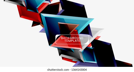 Minimal geometrical triangles with 3d effect abstract background template, vector modern minimal design