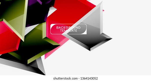 Minimal geometrical triangles with 3d effect abstract background template, vector modern minimal design