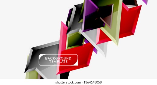 Minimal geometrical triangles with 3d effect abstract background template, vector modern minimal design