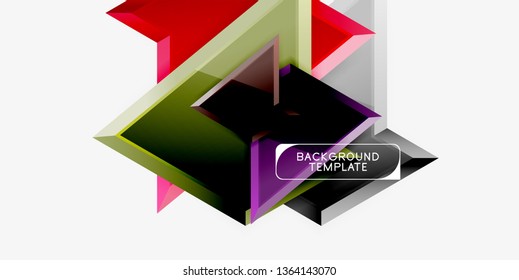 Triángulos geométricos mínimos con planilla de fondo abstracto de efecto 3d, diseño vectorial moderno mínimo