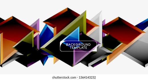 Triángulos geométricos mínimos con planilla de fondo abstracto de efecto 3d, diseño vectorial moderno mínimo