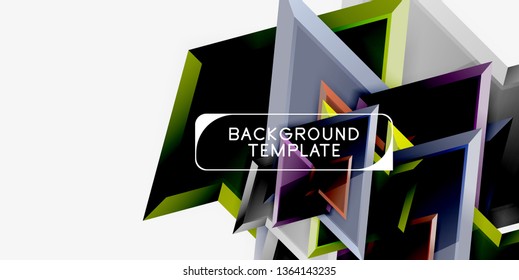 Minimal geometrical triangles with 3d effect abstract background template, vector modern minimal design