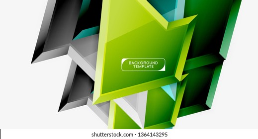 Minimal geometrical triangles with 3d effect abstract background template, vector modern minimal design