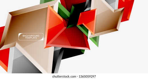 Triángulos geométricos mínimos con planilla de fondo abstracto de efecto 3d, diseño vectorial moderno mínimo