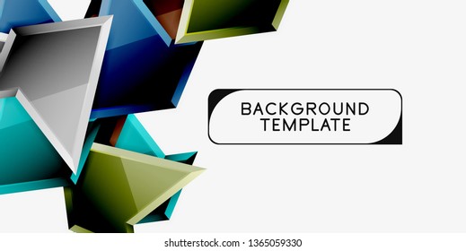 Minimal geometrical triangles with 3d effect abstract background template, vector modern minimal design