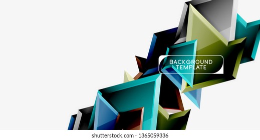 Minimal geometrical triangles with 3d effect abstract background template, vector modern minimal design