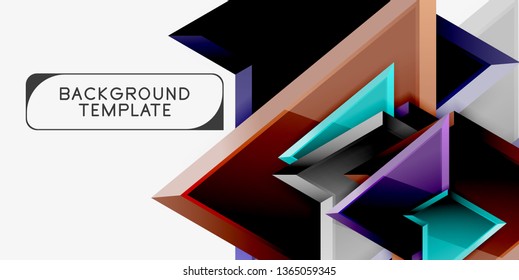 Minimal geometrical triangles with 3d effect abstract background template, vector modern minimal design