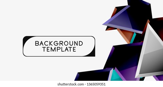 Minimal geometrical triangles with 3d effect abstract background template, vector modern minimal design
