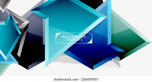 Minimal geometrical triangles with 3d effect abstract background template, vector modern minimal design