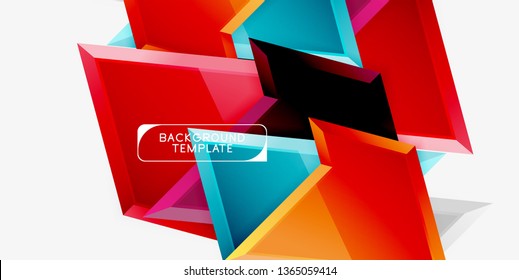 Minimal geometrical triangles with 3d effect abstract background template, vector modern minimal design