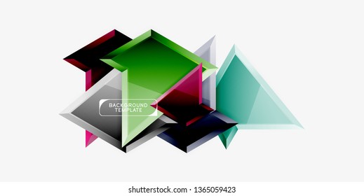 Triángulos geométricos mínimos con planilla de fondo abstracto de efecto 3d, diseño vectorial moderno mínimo