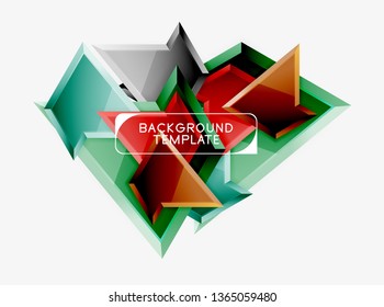 Minimal geometrical triangles with 3d effect abstract background template, vector modern minimal design