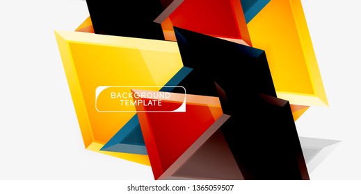 Minimal geometrical triangles with 3d effect abstract background template, vector modern minimal design