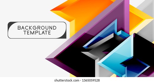 Minimal geometrical triangles with 3d effect abstract background template, vector modern minimal design