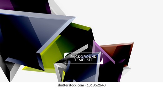 Minimal geometrical triangles with 3d effect abstract background template, vector modern minimal design